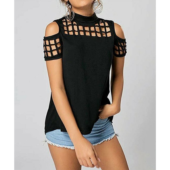 Francis Cabrel Tops - Francis Cabrel Cutout SplitBack T Shirt Sh…